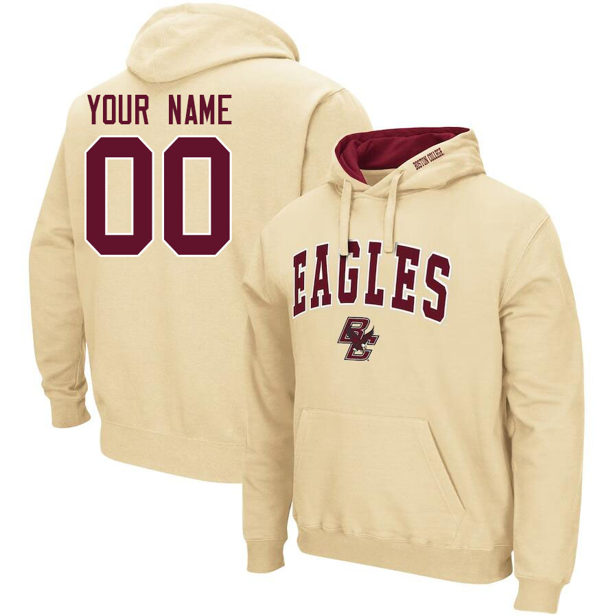 Custom Boston College Eagles Name And Number Hoodies-Gold